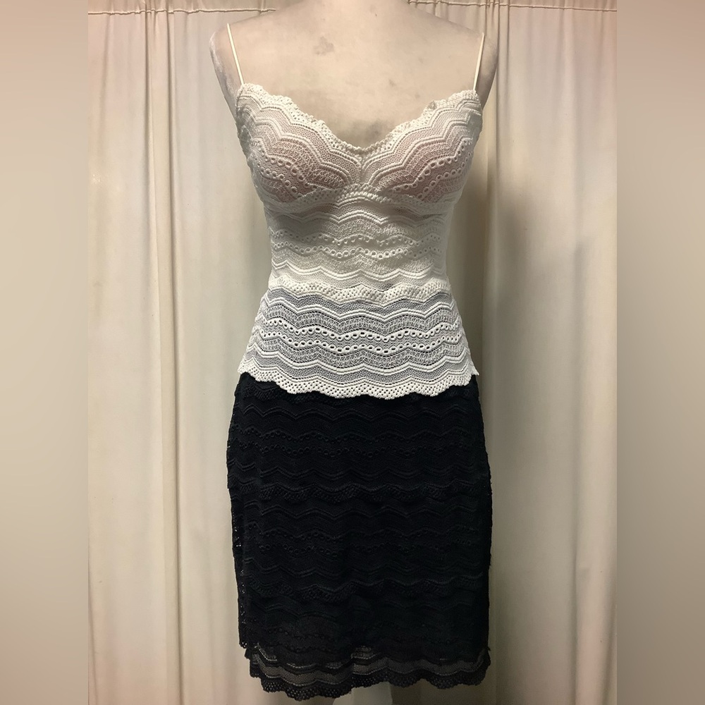 Cosabella Ceylon Chevron Lace Scalloped Edge Skirt & Cami 2 ps